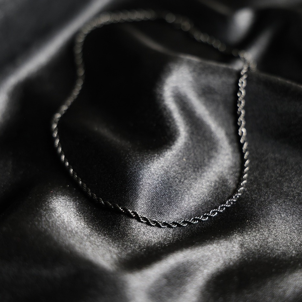 Black Rope Chain Necklace 3mm 18 Inch Minimalist Twisted Link Jewelry
